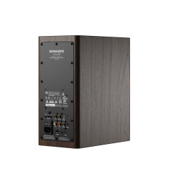 DYNAUDIO FOCUS 10 enceinte connectée noyer, panneau arrière connectique RCA optique et réseau