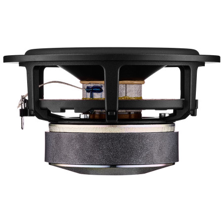 DYNAUDIO FOCUS 30 enceinte colonne connectée finition noyer, haut-parleur grave Esotar vue de profil détail moteur