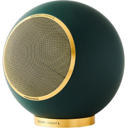 ELIPSON PLANET L PERFORMANCE vert or, vue de profil forme sphérique et base dorée