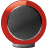 ELIPSON PLANET L PERFORMANCE enceinte bibliothèque sphérique rouge, vue de face grille métallique et socle