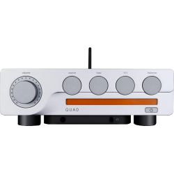 QUAD QUAD 3 amplificateur intégré, façade argentée vue de face boutons volume source bass tilt balance