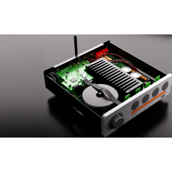 QUAD QUAD 3 amplificateur intégré, vue intérieure circuits imprimés et dissipateur thermique