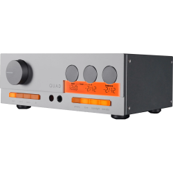 QUAD QUAD 33 préamplificateur HI-FI, vue de trois quarts façade argent et châssis noir