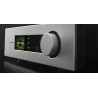 QUAD PLATINA INTEGRATED amplificateur argent, gros plan bouton volume et écran OLED