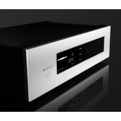 QUAD PLATINA CDT lecteur CD argent, vue trois quarts avec afficheur OLED en fonction