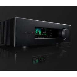 QUAD PLATINA STREAM (Noir) lecteur réseau, vue trois quarts écran avec pochette album