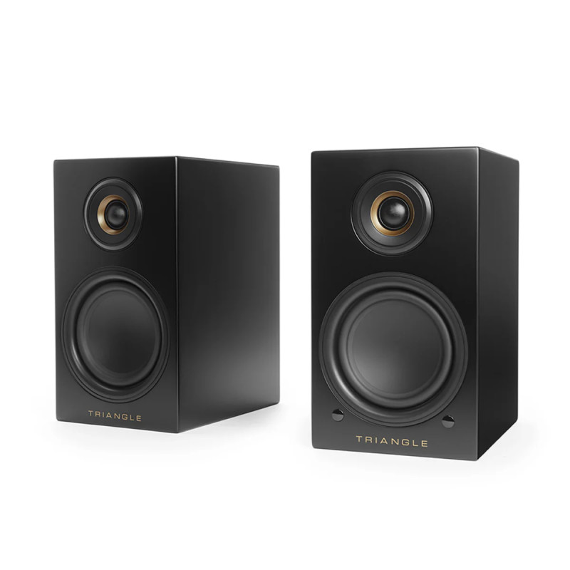 TRIANGLE LN01A paire enceintes actives Bluetooth finition noir, vue de trois quarts face sans grilles