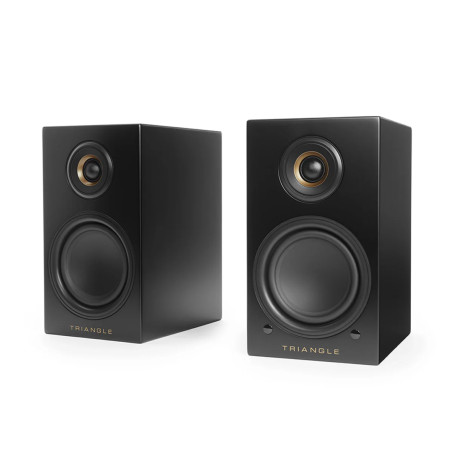 TRIANGLE LN01A paire enceintes actives Bluetooth finition noir, vue de trois quarts face sans grilles
