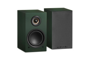 TRIANGLE LN01A paire enceintes Bluetooth actives finition verte, vue de face et arrière avec cache tissu