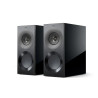 KEF REFERENCE 1 META enceintes bibliothèque hi-fi, paire finition noir laqué, tweeter Uni-Q vue trois quarts