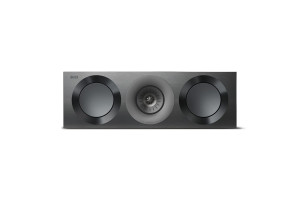KEF REFERENCE 2 META enceinte centrale noir gris, vue de face haut-parleurs Uni-Q et grilles aluminium