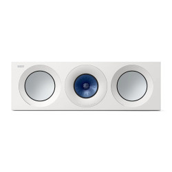 KEF Reference 2 Meta enceinte centrale blanc/bleu, vue de face avec tweeter Uni-Q et haut-parleurs latéraux
