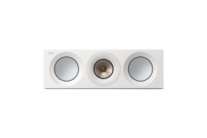 KEF Reference 2 Meta enceinte centrale Blanc Cuivre, vue de face avec tweeter Uni-Q et deux haut-parleurs