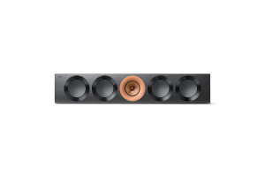 KEF REFERENCE 4 META enceinte centrale noir cuivre, vue de face avec tweeter Uni-Q et quatre haut-parleurs