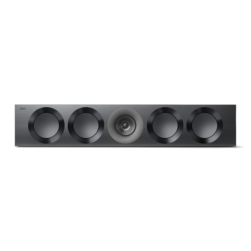 KEF REFERENCE 4 META enceinte centrale finition noir, vue de face avec quatre haut-parleurs et tweeter Uni-Q