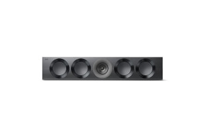 KEF REFERENCE 4 META enceinte centrale finition noir, vue de face avec quatre haut-parleurs et tweeter Uni-Q