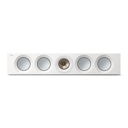 KEF Reference 4 Meta enceinte centrale blanc cuivre, vue de face cinq haut-parleurs et tweeter Uni-Q central