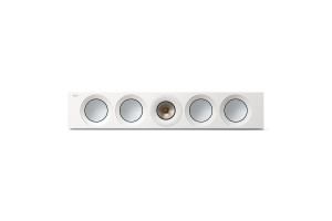 KEF Reference 4 Meta enceinte centrale blanc cuivre, vue de face cinq haut-parleurs et tweeter Uni-Q central