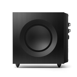 KEF REFERENCE 8B caisson de basses, vue de profil haut-parleur latéral finition aluminium brossé noir