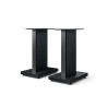 KEF REFERENCE S-RF1 pieds enceintes finition noir, paire vue de trois quarts avec base et colonne centrale