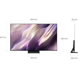 SAMSUNG TQ48S95H TV OLED schéma dimensions en mm vue de face et de profil sur pied