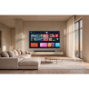SAMSUNG TQ55S99H TV OLED 55 pouces, mise en situation salon beige avec barre de son murale