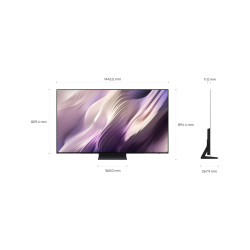 SAMSUNG TQ65S95H TV OLED 65 pouces, schéma dimensions 1443,5 mm et profil pied central