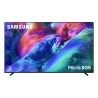 SAMSUNG TMR75R85H TV Micro RGB 75 pouces, écran allumé visuel coloré logo Samsung vue de face sur pieds
