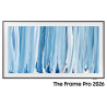 SAMSUNG The Frame Pro 85" (85LS03HW) TV MiniLED Lifestyle, écran cadre face avec œuvre abstraite bleue