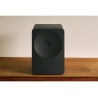 SAMSUNG Music Studio 7 LS70H enceinte connectée noire, vue de face grille tissu sur meuble bois