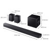 SAMSUNG HW-Q930H home cinéma sans fil, schéma dimensions barre de son caisson et enceintes