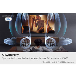 SAMSUNG HW-Q990H technologie Q-Symphony, synchronisation audio 360° avec téléviseur compatible