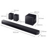 SAMSUNG HW-Q990H dimensions du pack home cinéma, barre de son 1232 mm caisson et enceintes surround