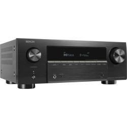 DENON AVR-X2900H amplificateur AV, vue de trois quarts gauche finition noire avec port USB