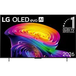 LG OLED42C6 TV OLED evo AI 42 pouces, vue de face écran allumé motif coloré et logo marque N°1 OLED