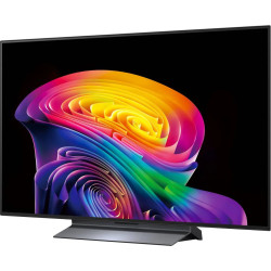 LG OLED48C6 TV OLED 4K, vue de trois quarts droit écran allumé pied gris foncé