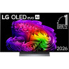 LG OLED48G6 TV OLED evo AI 4K, vue de face sur pied avec écran allumé et logo marque numéro 1 OLED