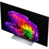 LG OLED48G6 TV OLED evo AI, vue plongeante de trois quarts sur pied argenté