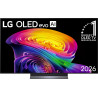LG OLED55C6 TV OLED 55 pouces evo AI, vue de face écran allumé motif coloré sur pied central