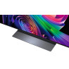 LG OLED55C6 TV OLED 55 pouces, gros plan pied métallique brossé et bas de dalle