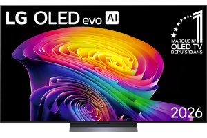 LG OLED65C6 TV OLED 65 pouces evo AI, vue de face écran allumé visuel coloré sur pied central