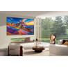 LG OLED65G6 TV OLED 65 pouces, installation murale salon avec image paysage montagneux coloré