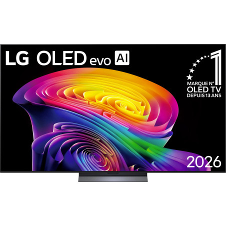 LG OLED77C6 TV OLED 77 pouces evo AI, écran 4K affichage coloré vue de face sur pied