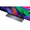 LG OLED77C6 TV OLED 77 pouces, gros plan pied métallique brossé et bas de dalle