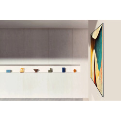LG OLED77G6 TV OLED 77 pouces, installation murale intérieur épuré œuvre abstraite