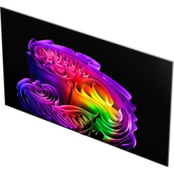 LG OLED77G6 TV OLED 77 pouces, vue de trois quarts écran allumé contraste profond