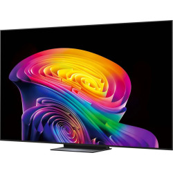 LG OLED83C6 TV OLED evo, vue de trois quarts droite dalle fine et pied central sombre