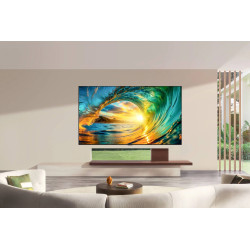 LG OLED83G6 TV OLED 83 pouces murale, salon lumineux avec image vague colorée à l'écran