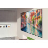 LG OLED97G6 TV OLED 97 pouces fixé au mur, salon avec paysage de Venise à l'écran