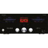 ADVANCE ACOUSTIC A12 CLASSIC amplificateur intégré, façade noire vumètres bleus tubes rougeoyants et boutons aluminium